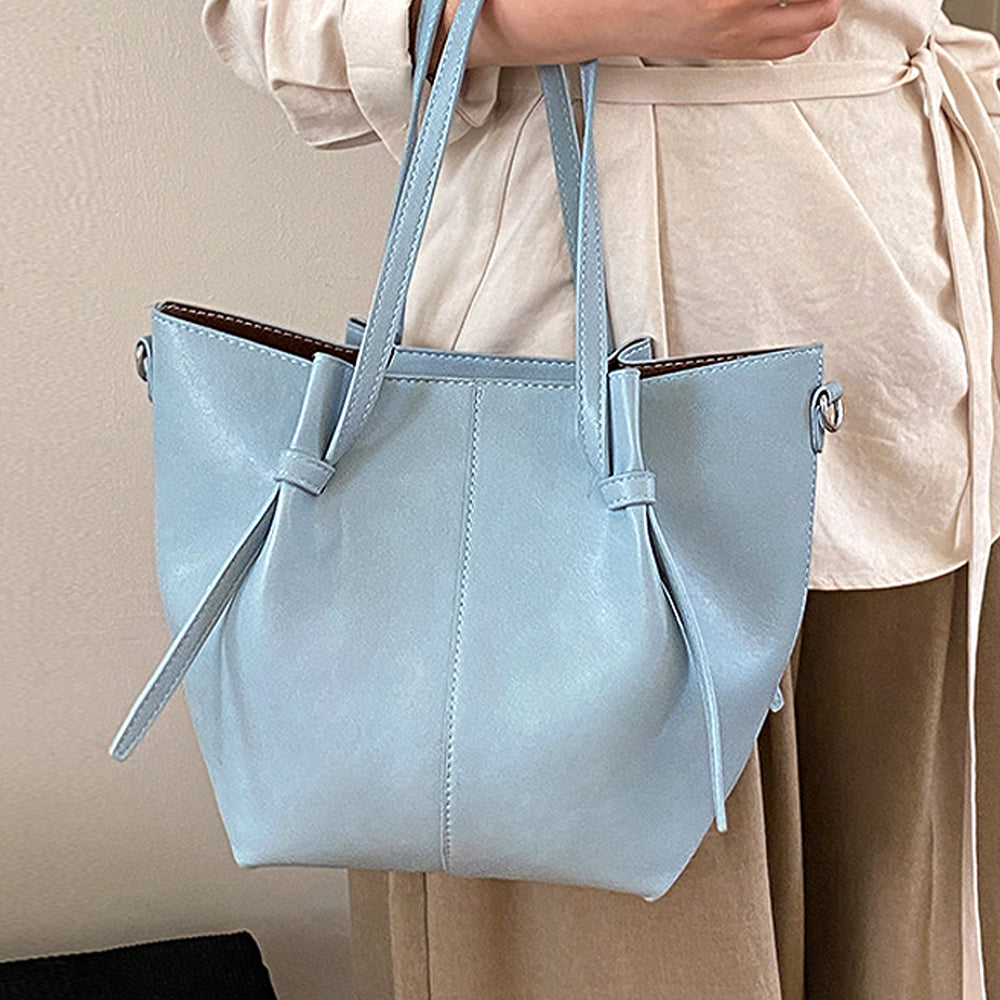 Blue Shoulder Tote Handbag with Crossbody Strap