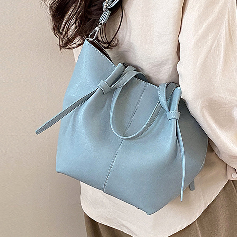 Blue Tote Bag with Adjustable Crossbody Strap