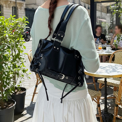 Everyday black mini purse, Black fashion handbag with shoulder strap