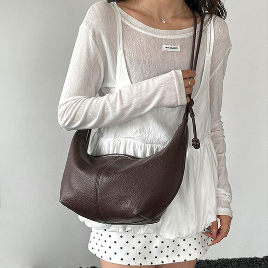 Chocolate brown crescent bag for women, Brown crescent bag