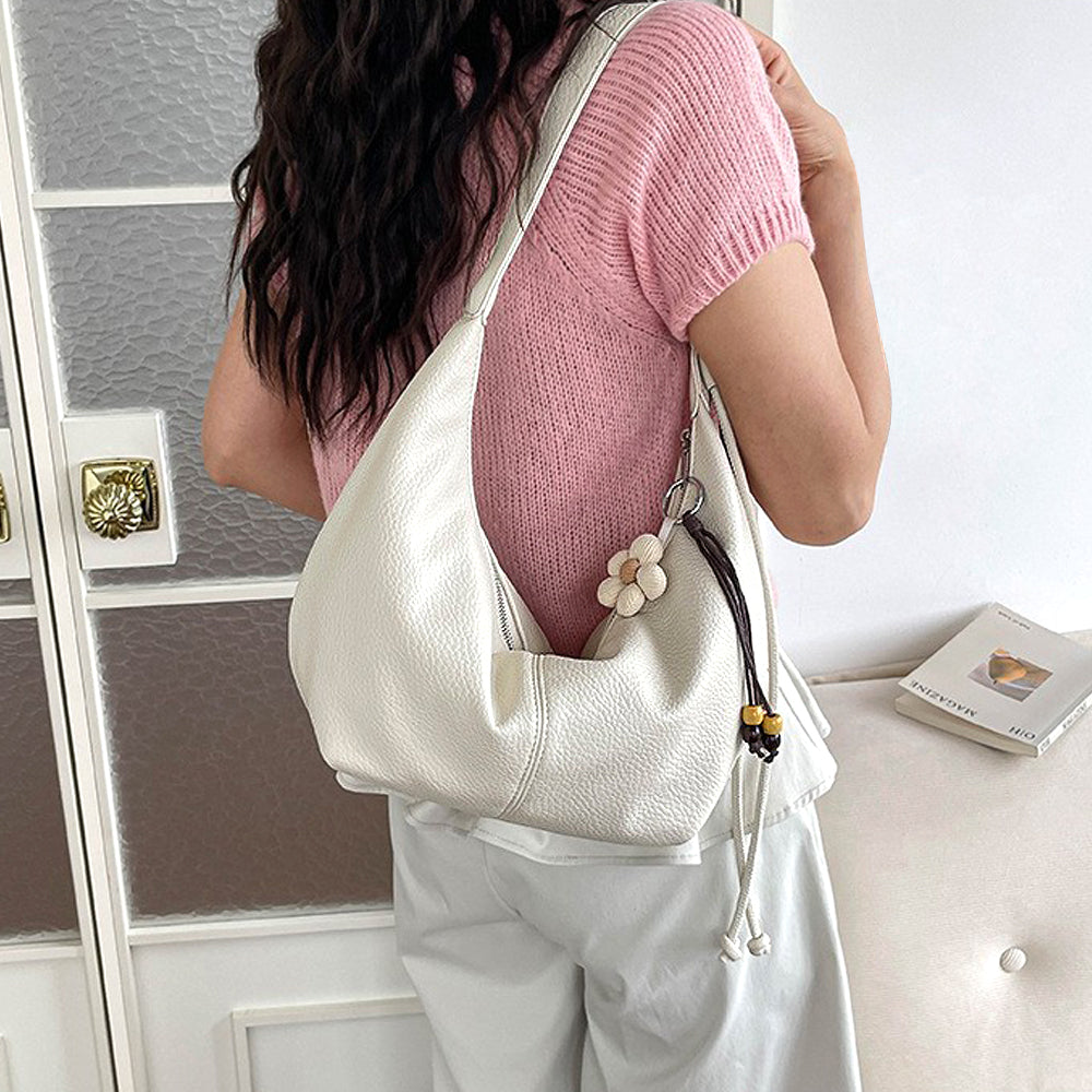 White handbag for women, White statement shoulder bag