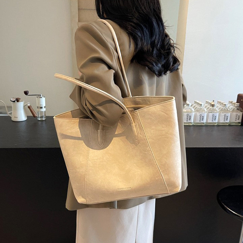 beige faux leather handbag for women, beige handbag with spacious design