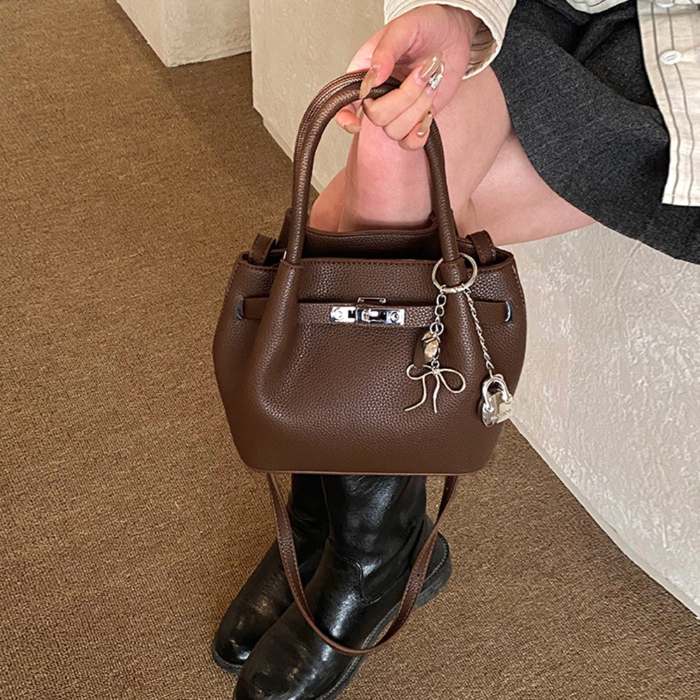 brown top handle mini bag
