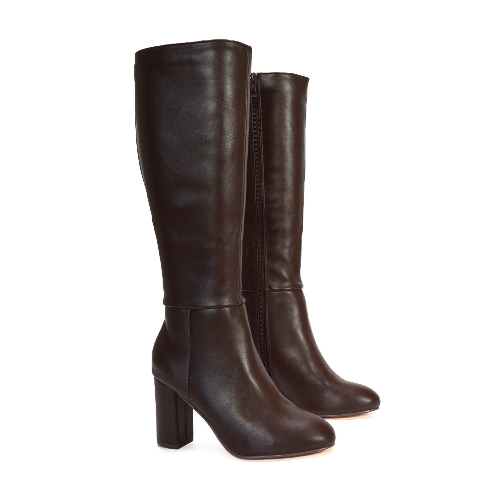 brown faux leather boots, brown leather boots