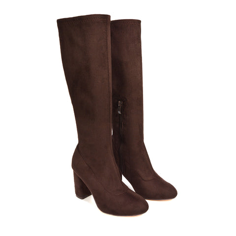 brown winter boots, brown autumn boots, Chic winter boots for women, Soft suede-like knee boots for women, Women's fashion boots for fall outfits
