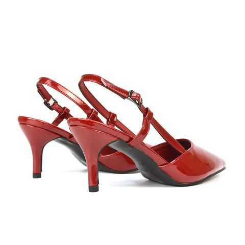 cherry red pointed toe mid heel court shoes, cherry red pointed toe mid stiletto heels, pointed toe mid heel court shoes, pointed toe mid stiletto heels