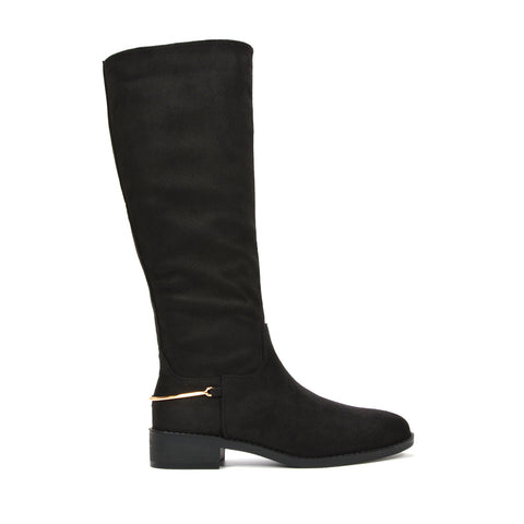 black suedette block heel boots