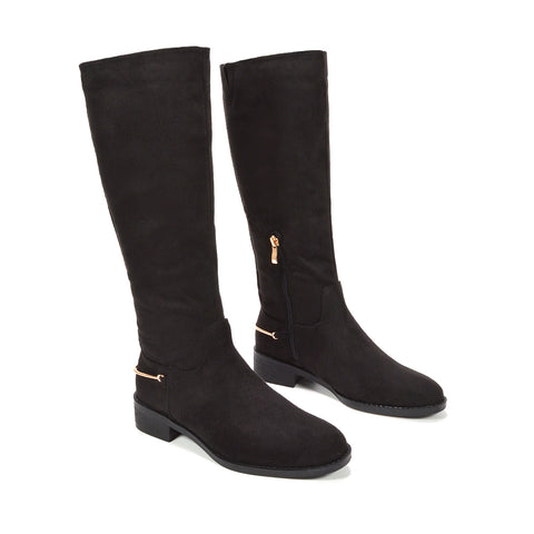 black suede block heel boots