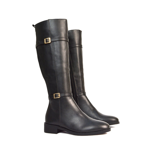 Black Boots, Black Knee High Boots, Black Long Boots, Black Flat Boots