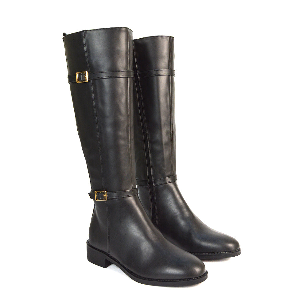 Black Winter Boots, Women's Black Boots, Black Flat Knee High Boots, Black Festival Boots