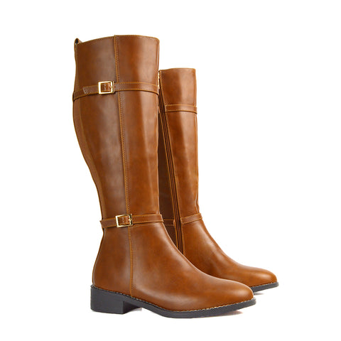 Tan Boots, Tan Knee High Boots, Tan Long Boots, Tan Flat Boots