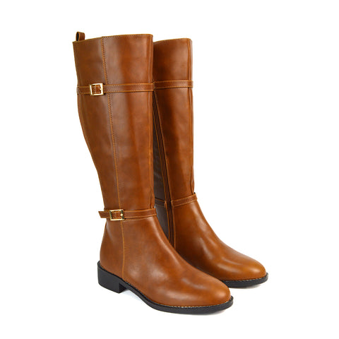 Tan Winter Boots, Women's Tan Boots, Tan Flat Knee High Boots, Tan Festival Boots