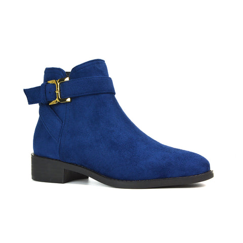 Navy Flat Chelsea Ankle Boots, Ladies Navy Chelsea Boots, Women's Flat Boots, Women's Navy Ankle Boots