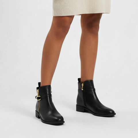 black leather ankle boots