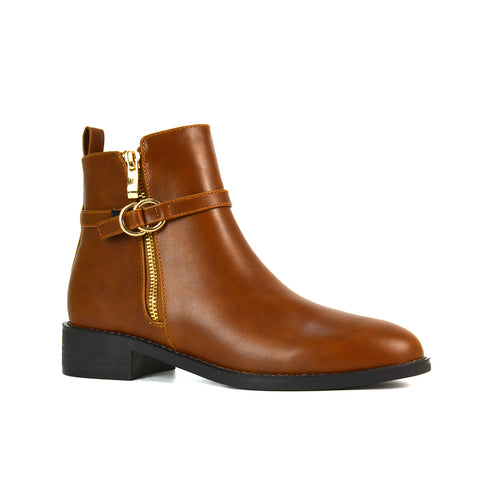 Tan Flat Chelsea Ankle Boots, Ladies Tan Chelsea Boots, Women's Flat Boots, Women's Tan Ankle Boots