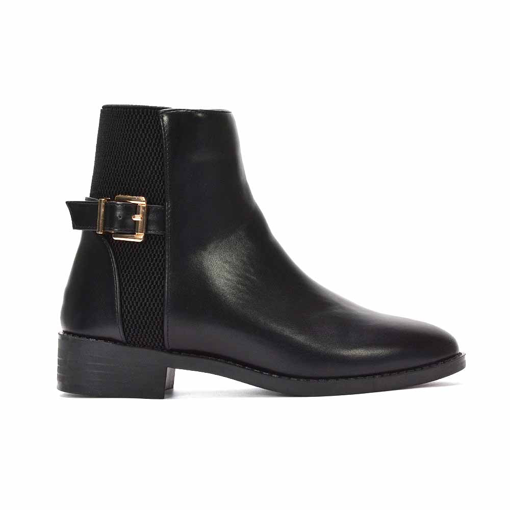 black ankle boots, black chelsea boots, ankle boots, chelsea boots, women’s ankle boots, leather ankle boots, women’s leather ankle boots with buckle and side zipper