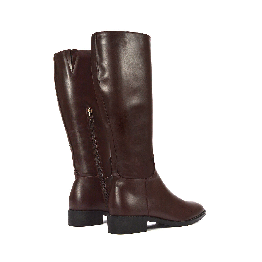 brown zip up boots, brown low block heel boots, zip up boots, low block heel boots