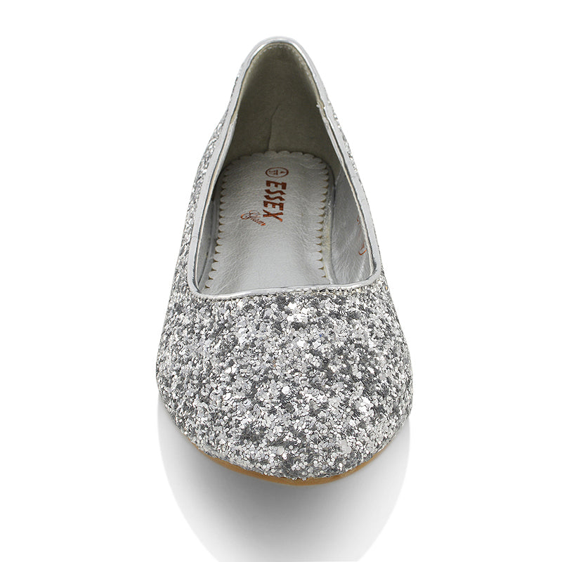 silver | XY London | glitter pumps,glitter pump shoes,glitter ballerina shoes,glitter bridal shoes