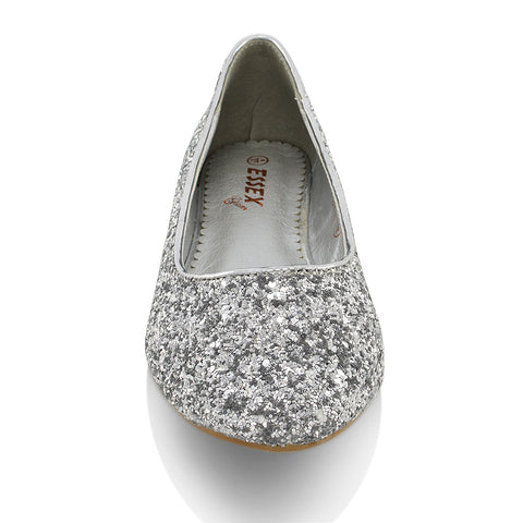 silver | XY London | glitter pumps,glitter pump shoes,glitter ballerina shoes,glitter bridal shoes