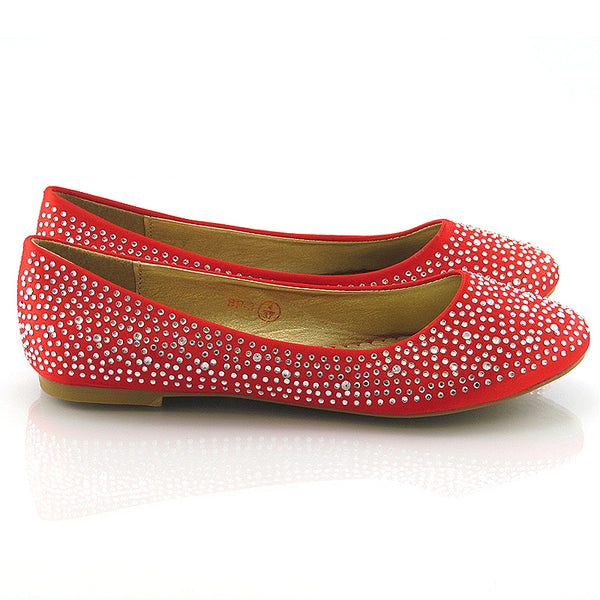 CINDERELLA SPARKLY CRYSTAL DIAMANTE FLAT PUMPS BRIDAL BALLERINA SHOES SATIN