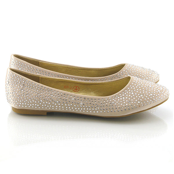 CINDERELLA SPARKLY CRYSTAL DIAMANTE FLAT PUMPS BRIDAL BALLERINA SHOES SATIN