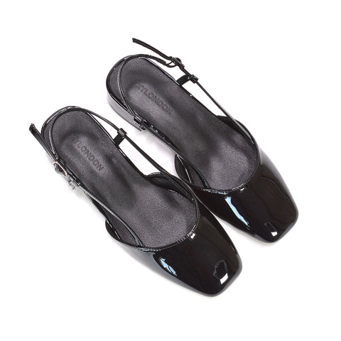 black date night slingback heels, black bridal party low heel shoes, black open-back formal sandals, black elegant work-to-evening heels