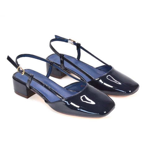 navy evening footwear, navy casual heels, navy holiday dress sandals, navy square toe heels