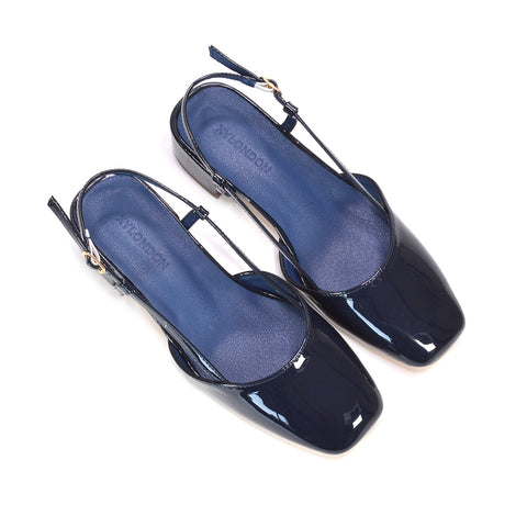 navy office wear low heel shoes, navy adjustable slingback sandals, navy open toe dress heels, women's navy comfort occasion shoes
