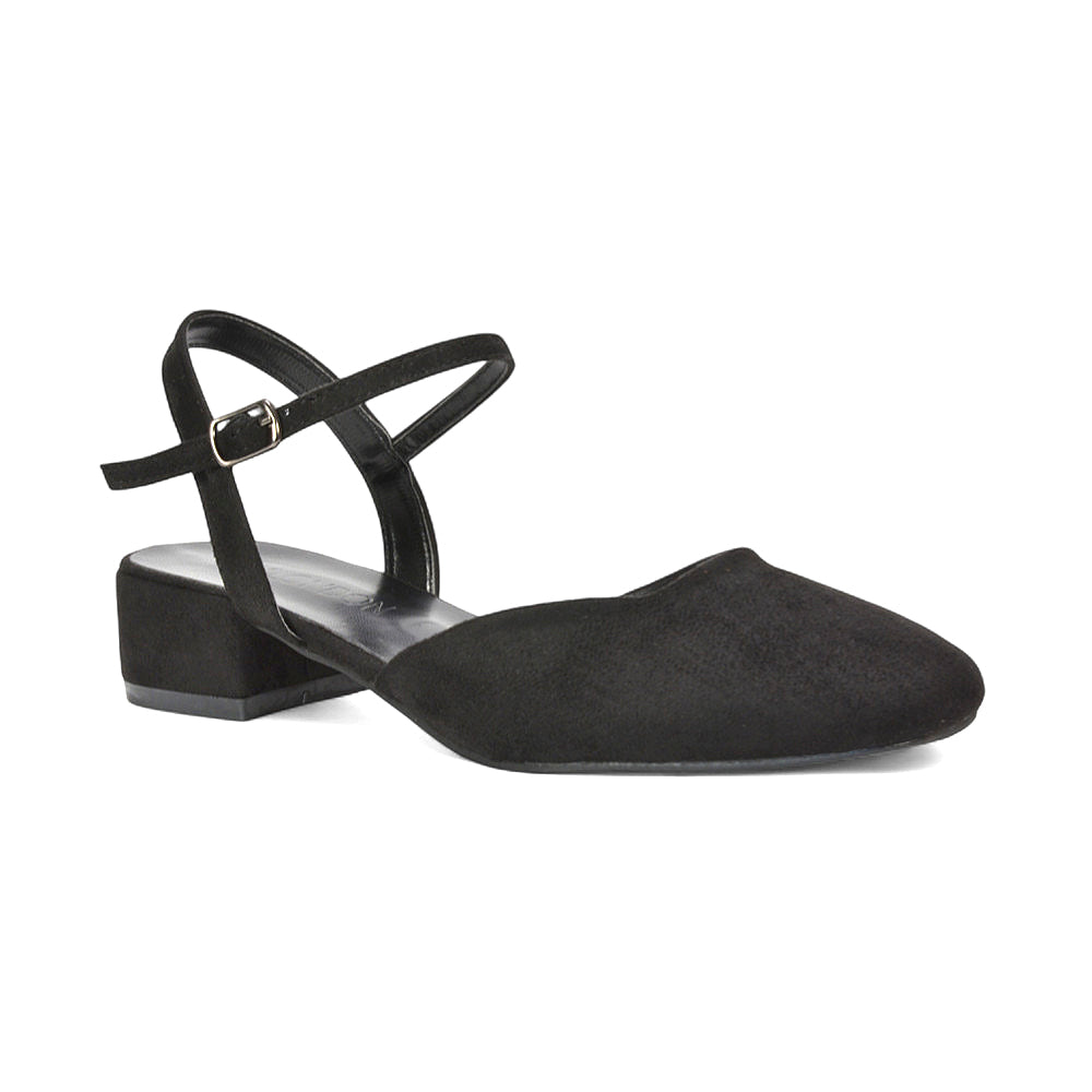 black strappy heels, black strap heels, strappy heels, strap heels, Strappy low heels for office wear, Black court shoes low heel

