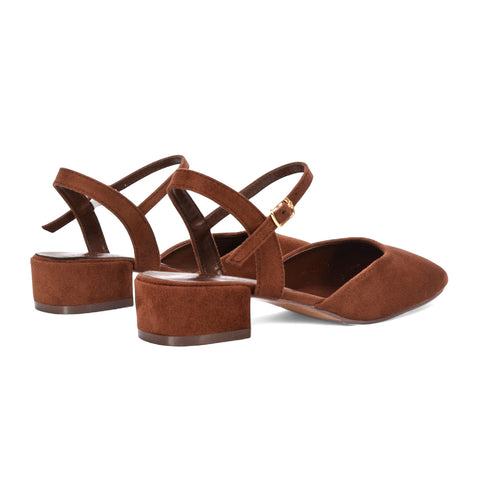 brown court shoes, brown court heels, court shoes, court heels, Faux suede sandals for women, Women's ankle strap heels, low block heel sandals