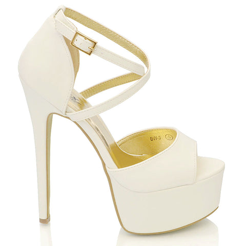 | XY London | White Strappy Heels,White Heels, White High Heels, White Stilettos,White Platform Heels