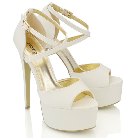| XY London | White Strappy Heels,White Heels, White High Heels, White Stilettos,White Platform Heels