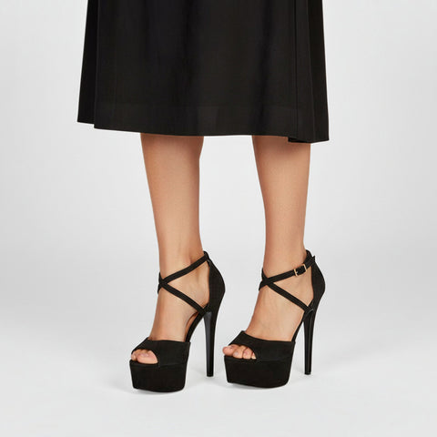 black platform heels