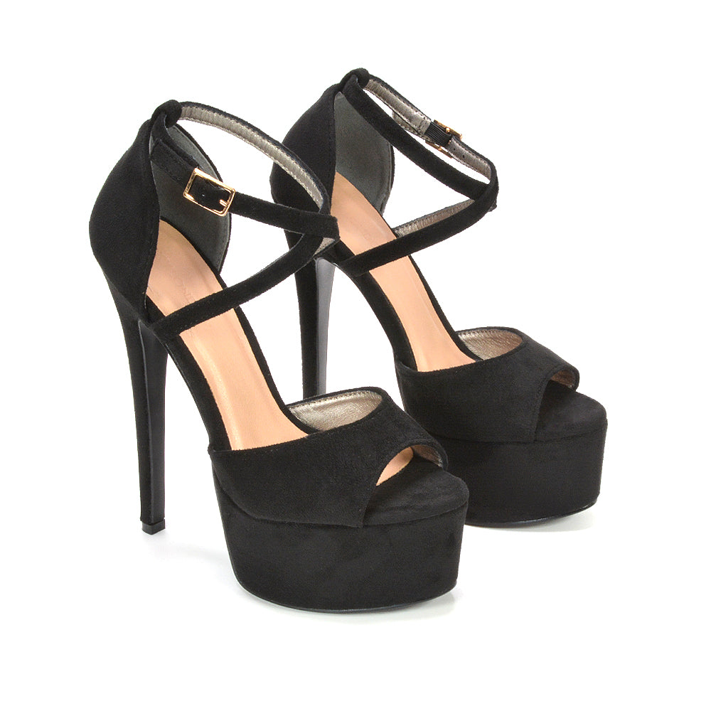 Black Wedding Guest Platform Heels, Black Prom Platform Heels, Black Evening Dress Heels, Black Clubbing Platform Heels