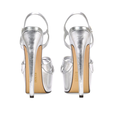 silver statement platform heels for women