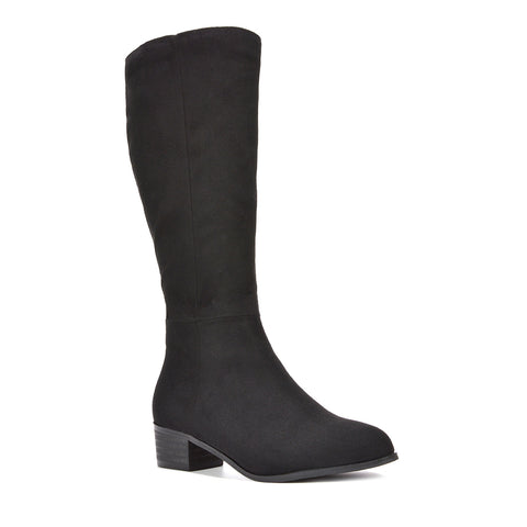 Black knee-high boots with side zipper for women, Black knee-high boots