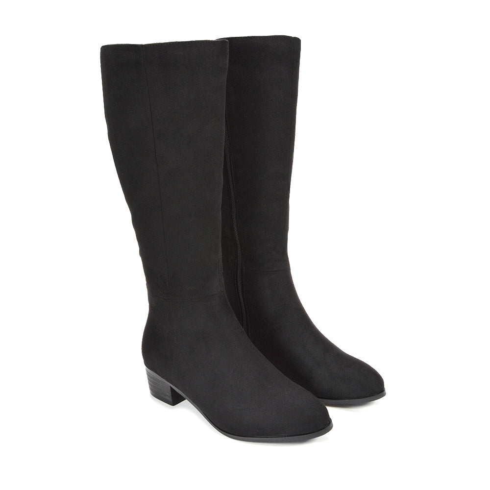 Women's suede boots, Comfortable black knee-high boots for everyday wear