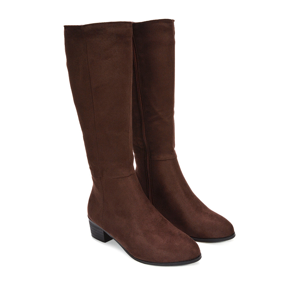 Western-inspired knee-high boots, Brown knee-high boots for office and weekend outfits 