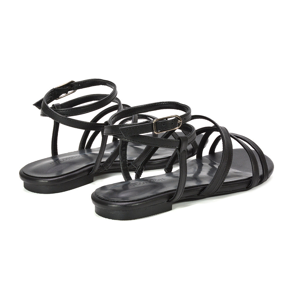 women’s black gladiator sandals, comfortable black flat sandals for walking, black festival sandals