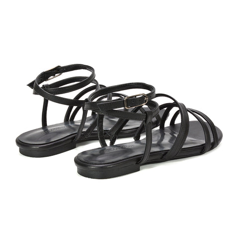 women’s black gladiator sandals, comfortable black flat sandals for walking, black festival sandals