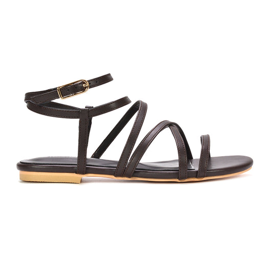 brown flat gladiator sandals, brown flat gladiator strappy sandals with open toe, brown holiday sandals