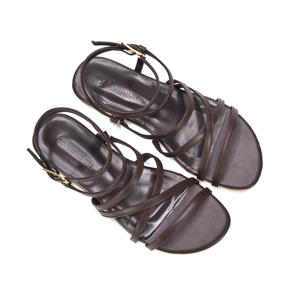 brown festival sandals, brown everyday sandals, brown gladiator sandals for daily wear, brown gladiator flats
