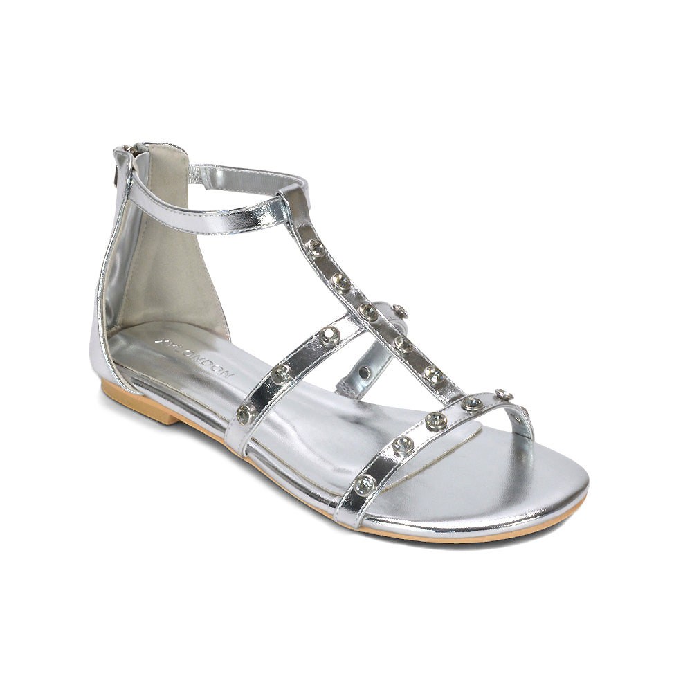 silver strappy sandals with crystals, strappy sandals for women, holiday sandals
