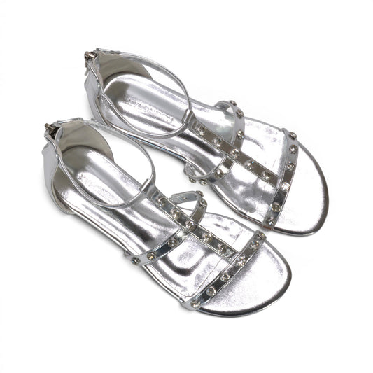 metallic silver strappy sandals women, festival style studded gladiator sandals women, lightweight strappy gladiator sandals for travel