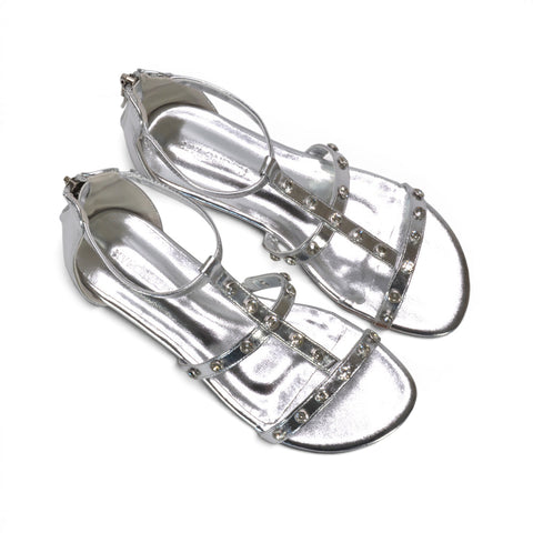 metallic silver strappy sandals women, festival style studded gladiator sandals women, lightweight strappy gladiator sandals for travel
