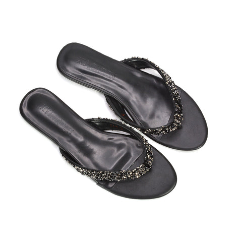 black slip on sandals, black summer sandals women, black diamante sandals for weddings or parties, black festival sandals women, black chic summer sandals