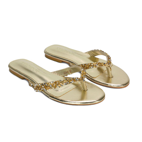 gold sparkly flip flops, gold holiday sandals lightweight and stylish, gold honeymoon sandals, gold chic summer sandals, trendy gold summer sandals UK