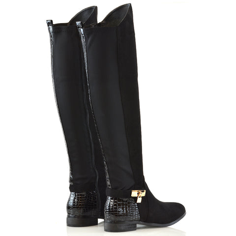 Black Knee High Boots Flat, Stylish Long Boots, Knee High Boots Flat, Women's Boots