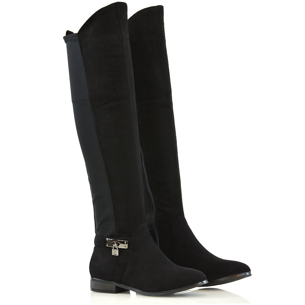 Black Faux Suede Boots, Black Faux Suede Boots, Black Faux Suede Knee High Boots, Black Faux Suede Long Boots