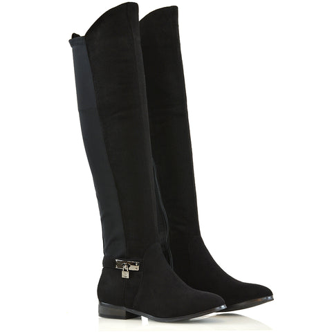 Black Faux Suede Boots, Black Faux Suede Boots, Black Faux Suede Knee High Boots, Black Faux Suede Long Boots